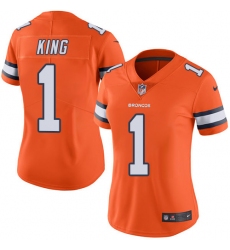 Nike Broncos #1 Marquette King Orange Womens Stitched NFL Limited Rush Jersey