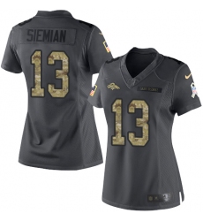 Nike Broncos #13 Trevor Siemian Black Womens Stitched NFL Limited 2016 Salute to Service Jersey