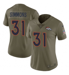 Nike Broncos #31 Justin Simmons Olive Womens Stitched NFL Limited 2017 Salute to Service Jersey