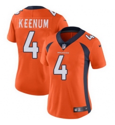 Nike Broncos #4 Case Keenum Orange Team Color Womens Stitched NFL Vapor Untouchable Limited Jersey