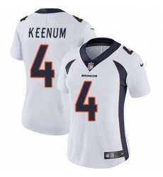 Nike Broncos #4 Case Keenum White Womens Stitched NFL Vapor Untouchable Limited Jersey
