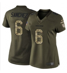 Nike Broncos #6 Mark Sanchez Green Womens Stitched NFL Limited Salute to Service Jersey