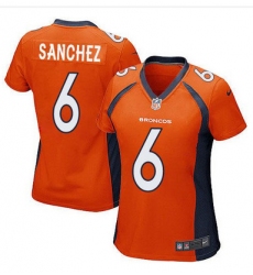 Nike Broncos #6 Mark Sanchez Orange Team Color Womens Stitched NFL New Elite Jersey