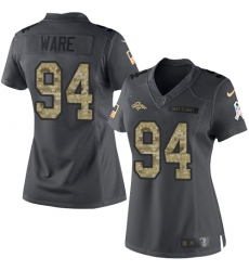 Nike Broncos #94 DeMarcus Ware Black Womens Stitched NFL Limited 2016 Salute to Service Jersey