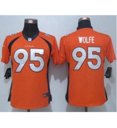 Nike Broncos #95 Derek Wolfe Orange Team Color Womens Stitched NFL New Limited Jersey