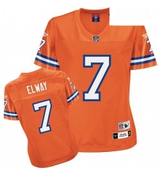 Reebok Denver Broncos 7 John Elway Orange Womens Throwback Team Color Premier EQT NFL Jersey