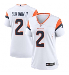 Women Denver Broncos 2 Pat Surtain II White 2024 Stitched Jersey