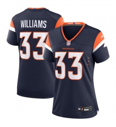 Women Denver Broncos 33 Javonte Williams Navy 2024 Alternate Stitched Jersey