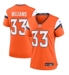 Women Denver Broncos 33 Javonte Williams Orange 2024 Stitched Jersey