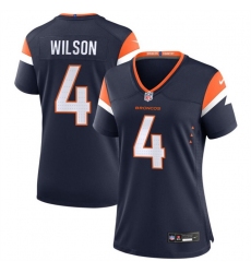 Women Denver Broncos 4 Zach Wilson Navy 2024 Alternate Stitched Jersey