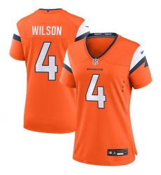 Women Denver Broncos 4 Zach Wilson Orange 2024 Stitched Jersey