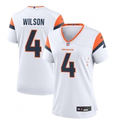 Women Denver Broncos 4 Zach Wilson White 2024 Stitched Jersey
