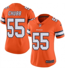 Women Denver Broncos 55 Bradley Chubb Orange Color Rush Limited Stitched NFL Jersey