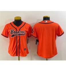 Women Denver Broncos Blank Orange With Patch Cool Base Stitched Baseball Jersey