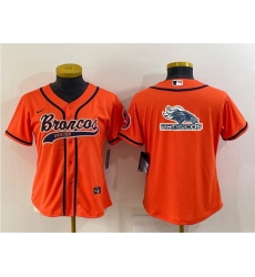 Women Denver Broncos Orange Team Big Logo With Patch Cool Base Stitched Baseball Jersey