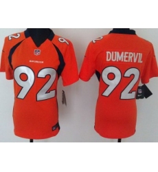 Women Nike Denver Broncos 92# Elvis Dumervil Orange Nike NFL Jerseys