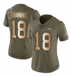 Womens Nike Denver Broncos 18 Peyton Manning Limited OliveGold 2017 Salute to Service NFL Jersey