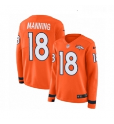 Womens Nike Denver Broncos 18 Peyton Manning Limited Orange Therma Long Sleeve NFL Jersey