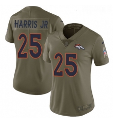 Womens Nike Denver Broncos 25 Chris Harris Jr Limited Olive 2017 Salute to Service NFL Jersey