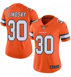 Womens Nike Denver Broncos 30 Phillip Lindsay Limited Orange Rush Vapor Untouchable NFL Jersey