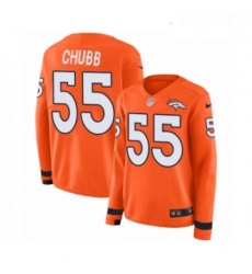 Womens Nike Denver Broncos 55 Bradley Chubb Limited Orange Therma Long Sleeve NFL Jersey