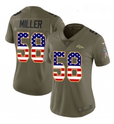 Womens Nike Denver Broncos 58 Von Miller Limited OliveUSA Flag 2017 Salute to Service NFL Jersey