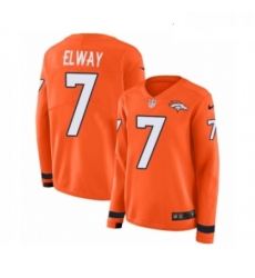 Womens Nike Denver Broncos 7 John Elway Limited Orange Therma Long Sleeve NFL Jersey