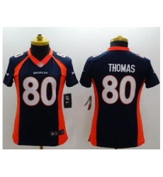 Women's Nike Denver Broncos #80 Julius Thomas Blue Alternate Stitched NFL New Limited Jersey