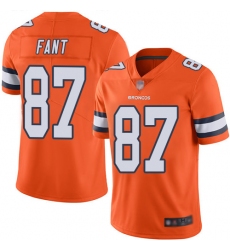 Broncos 87 Noah Fant Orange Youth Stitched Football Limited Rush Jersey