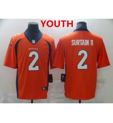 Youth Denver Broncos 2 Surtain II Orange Nike Vapor Untouchable Limited 2021 NFL Jersey