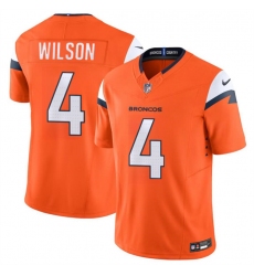 Youth Denver Broncos 4 Zach Wilson Orange 2024 F U S E  Vapor Limited Stitched Football Jersey