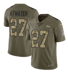Youth Nike Broncos #27 Steve Atwater Olive Camo Stitched NFL Limited 2017 Salute to Service Jersey