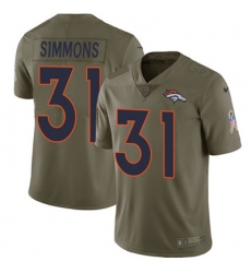 Youth Nike Broncos #31 Justin Simmons Olive Stitched NFL Limited 2017 Salute to Service Jersey