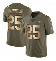 Youth Nike Denver Broncos 25 Chris Harris Jr Limited OliveGold 2017 Salute to Service NFL Jersey