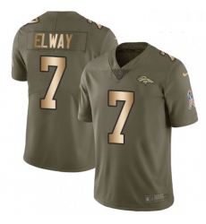 Youth Nike Denver Broncos 7 John Elway Limited OliveGold 2017 Salute to Service NFL Jersey