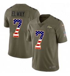 Youth Nike Denver Broncos 7 John Elway Limited OliveUSA Flag 2017 Salute to Service NFL Jersey