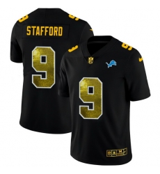 Detroit Lions 9 Matthew Stafford Men Black Nike Golden Sequin Vapor Limited NFL Jersey