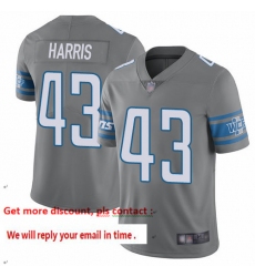 Lions 43 Will Harris Gray Men Stitched Football Limited Rush Jersey
