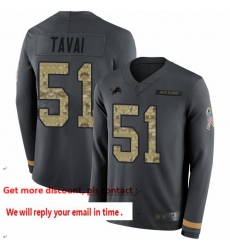 Lions 51 Jahlani Tavai Anthracite Salute to Service Men Stitched Football Limited Therma Long Sleeve Jersey