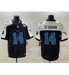 Men Detroit Lions 14 Amon Ra St  Brown Black Alternate F U S E  2024 Michigan  26 90th Anniversary Patch Vapor Limited Stitched Jersey