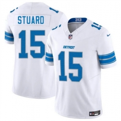 Men Detroit Lions 15 Grant Stuard White 2025 F U S E  Vapor Limited Stitched Jersey