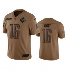 Men Detroit Lions 16 Jared Goff 2023 Brown Salute To Service Limited Stitched Jersey