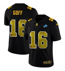Men Detroit Lions 16 Jared Goff Men Black Nike Golden Sequin Vapor Limited NFL Jersey