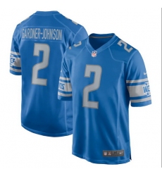 Men Detroit Lions 2 Chauncey Gardner Johnson Blue Detroit Lions Stitched Game Jersey