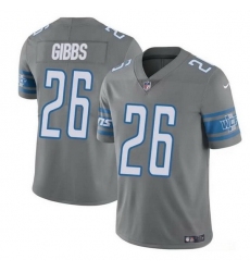 Men Detroit Lions 26 Jahmyr Gibbs Grey Vapor Untouchable Limited Stitched Jersey