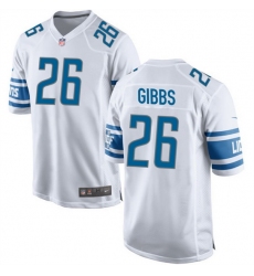Men Detroit Lions 26 Jahmyr Gibbs White Stitched Game Jersey