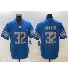 Men Detroit Lions 32 Brian Branch Blue 2023 F U S E  Vapor Untouchable Limited Stitched Jersey