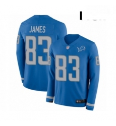 Men Detroit Lions 83 Jesse James Limited Blue Therma Long Sleeve Football Jersey