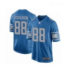 Men Detroit Lions 88 TJ Hockenson Game Blue Team Color Football Jersey