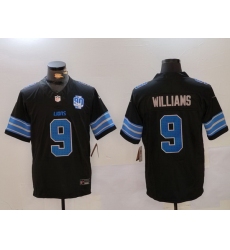 Men Detroit Lions 9 Jameson Williams Black 2024 F U S E  2nd Alternate With 90th Anniversary Patch Vapor Limited Stitched Jersey